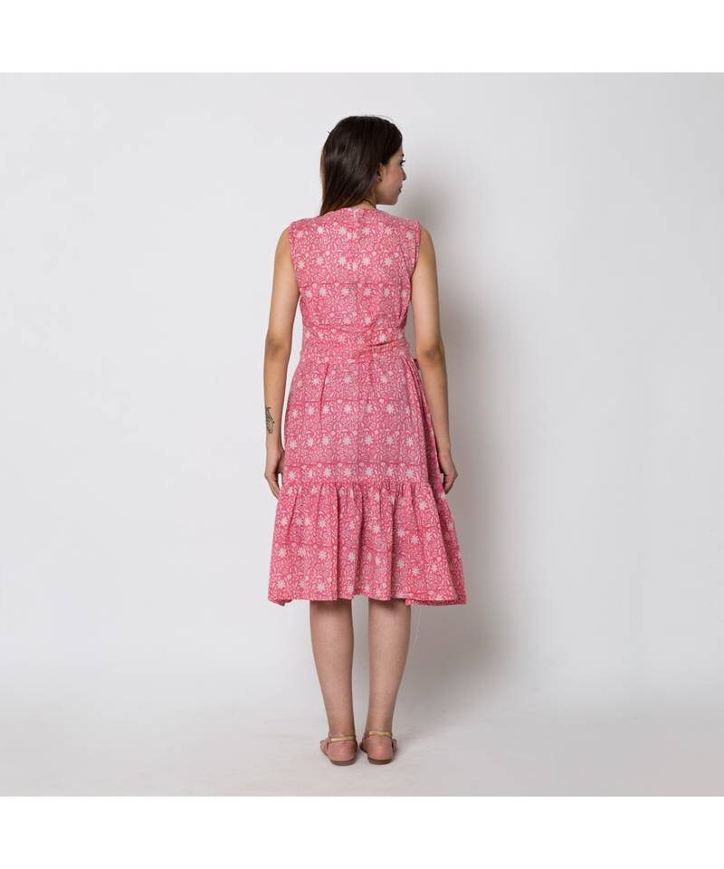 peach printed cotton dresses