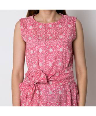 peach printed cotton dresses 4