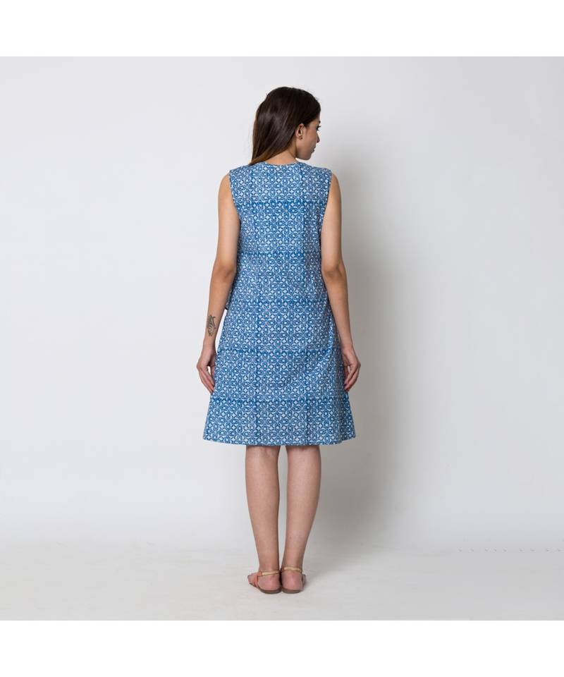 turquoise printed  cotton dresses