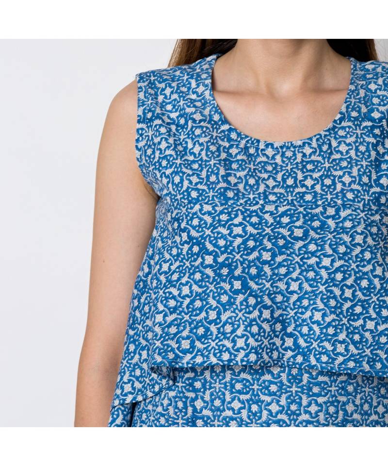 turquoise printed  cotton dresses