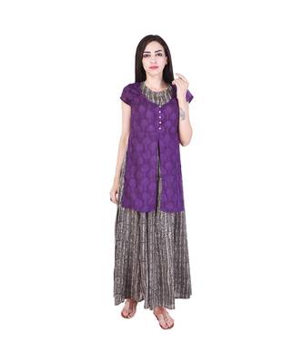 purple printed cotton dresses 1