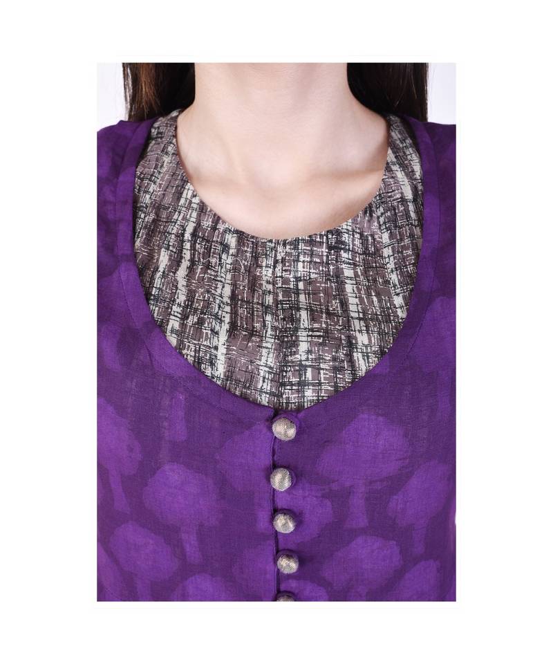 purple printed cotton dresses