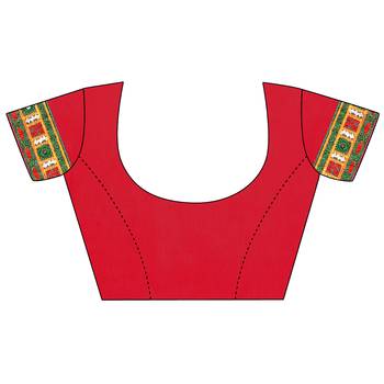 Red embroidered georgette saree with blouse 5