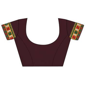 Brown embroidered georgette saree with blouse 5