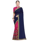 Pink embroidered georgette saree with blouse