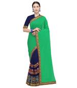 Blue embroidered georgette saree with blouse