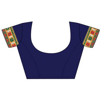 Blue embroidered georgette saree with blouse 5