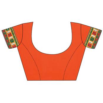 Orange embroidered georgette saree with blouse 5