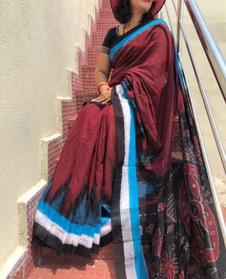 Odisha handwoven Ikat Weaving Cotton Saree without Blouse 1
