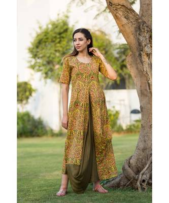 mustard printed cotton dresses 1