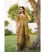 mustard printed cotton dresses