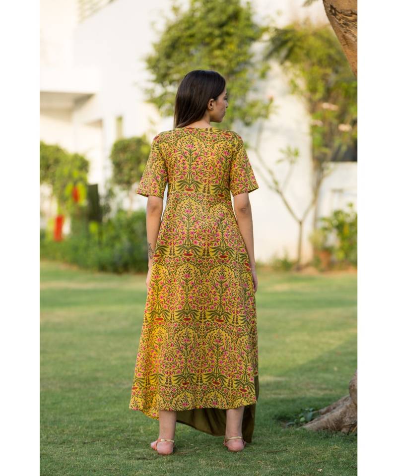 mustard printed cotton dresses