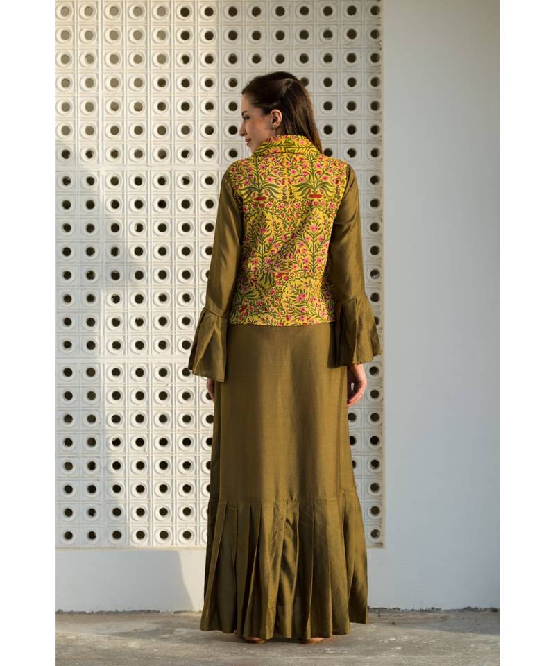 mustard plain cotton dresses