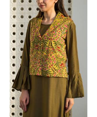 mustard plain cotton dresses 3