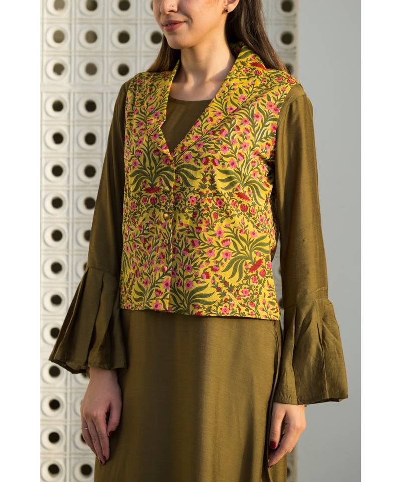 mustard plain cotton dresses