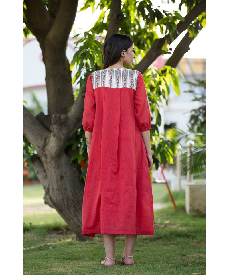 red printed handloom cotton dresses