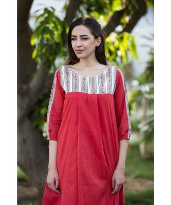 red printed handloom cotton dresses 4