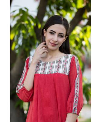 red printed handloom cotton dresses 5