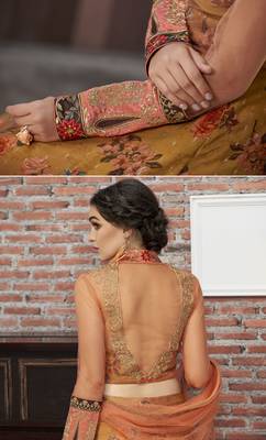 Mustard Embroidered Silk Semi Stitched Lehenga With Dupatta 4