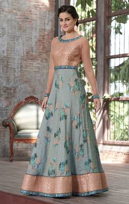 Light Blue Embroidered Silk Semi Stitched Lehenga With Dupatta 3