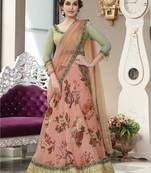 Peach Embroidered Silk Semi Stitched Lehenga With Dupatta