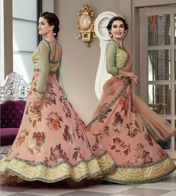 Peach Embroidered Silk Semi Stitched Lehenga With Dupatta 4