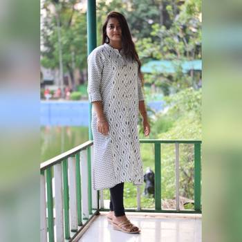 White printed cotton cotton-kurtis 1