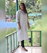 White printed cotton cotton-kurtis