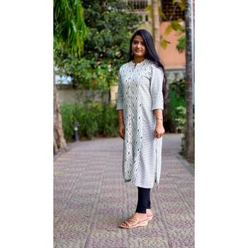 White printed cotton cotton-kurtis 7
