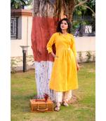 golden Yellow kurta with pearl embellishment