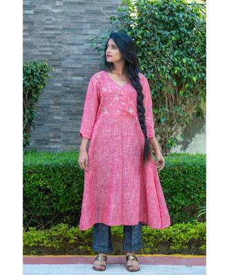 carrot Pink Angarkha kurta with gota patti work 1