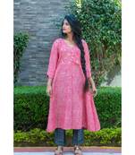 carrot Pink Angarkha kurta with gota patti work