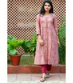 A classic brown coloured kurta with exotic gota patti work