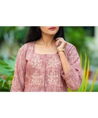 A classic brown coloured kurta with exotic gota patti work 2