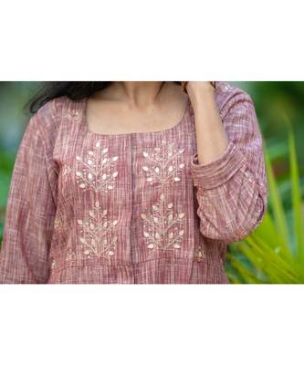A classic brown coloured kurta with exotic gota patti work 3