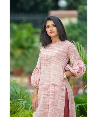 Pastel brown kurta with delicate gota patti work 1