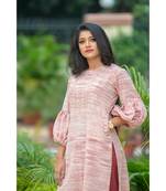 Pastel brown kurta with delicate gota patti work