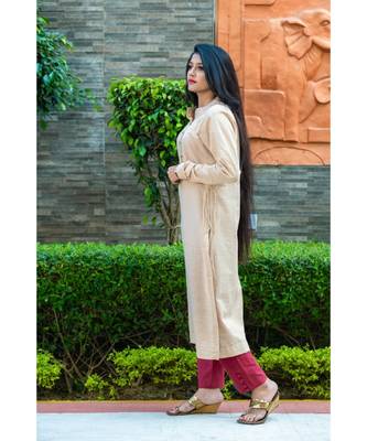 Beige coloured kurta with delicate gota patti work 1