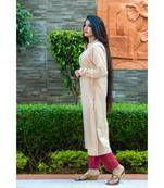Beige coloured kurta with delicate gota patti work