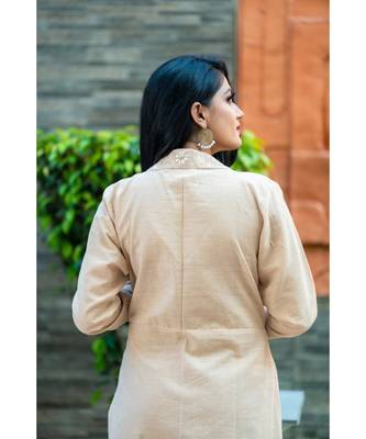 Beige coloured kurta with delicate gota patti work 2
