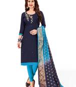 Navy blue hand embroidery cotton salwar