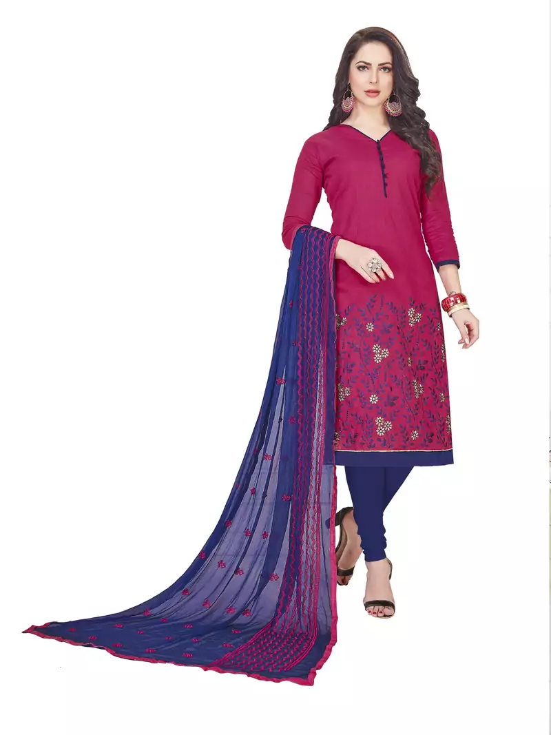 Pink embroidered cotton salwar