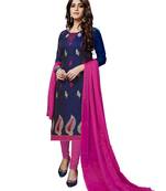 Navy blue embroidered chanderi salwar