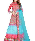 Multicolor Digital Print Art Silk Semi Stitched Lehenga