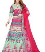Multicolor Digital Print Art Silk Semi Stitched Lehenga