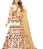 Multicolor Digital Print Art Silk Semi Stitched Lehenga