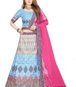 Multicolor Digital Print Art Silk Semi Stitched Lehenga