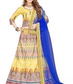 Multicolor Digital Print Art Silk Semi Stitched Lehenga