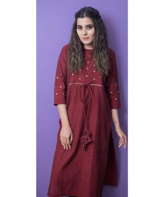 Maroon Designer Kurta With Golden Embroidery 1