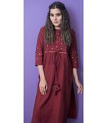 Maroon Designer Kurta With Golden Embroidery
